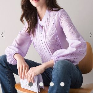 NEW White House Black Market Embroidered blouse. Size M